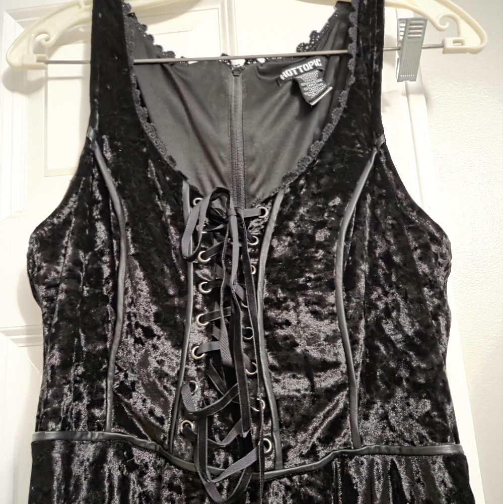 Black Velvet Lace-Up Dress